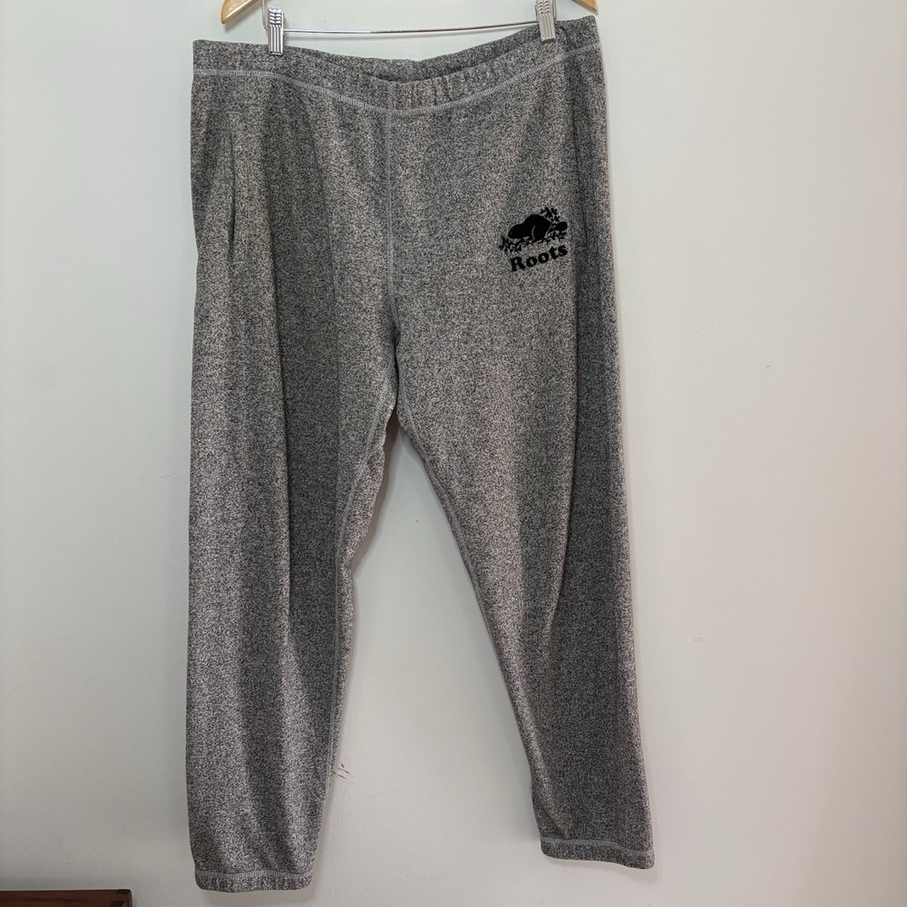 Roots Organic Park Slim Jogger Sweatpants Men Salt Pepper Grey Size XL-TG Lounge